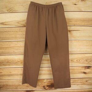 Alfred Dunner Stretch‎ Waist Dress Pants Womens Size 12P Brown Polyester Pockets